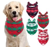 4-Pack Knitted Christmas Dog Bandanas with Slogans - Soft Warm Bandana for Small Medium, Cute Winter Dogs Accessories Boy & Girl Pets, Dog Gifts for Large Dogs, Scarf for Birthday Holiday