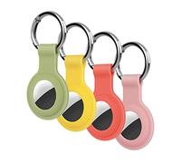 4 Pack KOKOKA Protective Case Compatible with Airtag, Airtag Case Cover Tracker Holder Keyring Silicone Case with Keychain for Keys Bags Luggage Dog Cat Pet Collar, Matcha Green Pink Orange Yellow