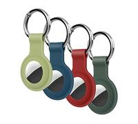 4 Pack KOKOKA Protective Case Compatible with Airtag, Airtag Case Cover Tracker Keyring Silicone Case with Keychain for Keys Bags Luggage Pet Collar, Dark Green Burgundy Midnight Blue Matcha Green