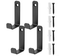 4 Pack L Shaped Garage Hooks for Wall Mounting Utility Storage Hooks Cold Rolled Steel Space Saving Design Includes Screws 62x33mm for Organized Workshop Shed Home(Black)