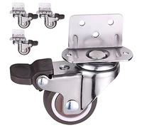4-Pack L-Shaped Swivel Casters, 2.5cm, 3.1cm, 3.8cm & 5cm, Quiet & Shock-Absorbing TPE Rubber with Brakes, Ideal for Furniture & DIY Projects.