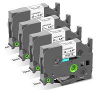 4-Pack Label Maker Tape 12mm 0.47" White Replacement for Brother P Touch Label Tape TZe-231 TZ-231, Compatible with Brother Ptouch PT-D210 PT-H110 PT-D220 PT-D400,Black on White
