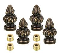 4 Pack Lamp Finial Cap Knob Antique Brass Lamp Finial Thread 1-3/8 inch High Retro Finial Decorations