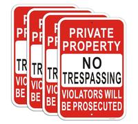 4 Pack Large 18"x12" Private Property No Trespassing Sign