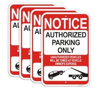 (4 Pack) Large Authorized Parking Only Sign, 18"x12" Authorized Parking Sign, Engineer Grade Rust Free Reflective Aluminum No Parking Signs, Fade/Weather Resistant, UV Protected, Easy to Install