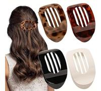 4 Pack Large Flat Hair Clips Oval Claw Clips for Women Thick Thin Hair Matte Solid Neutral Color Non Slip Strong Hold Barrettes Accessories for Women Girls (4Pcs-A)