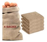 4 Pack Large Hessian Sacks, 100 x 61 cm Potato Storage Bags for Gardens, Jute Burlap Bags for Frost Protection, Coffee Beans, Plant sacks, Sack races, Outdoors Games for Party, Carnival, Easter