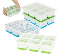 4 Pack Large Silicone Ice Cube Tray with Lid for Whiskey, Easy Release 2 inch Cube Ice Trays for Cocktail Whisky, Stackable Ice Cube Trays for Freezer with Leak Proof Removable Lid(White)