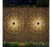 4 Pack Large Solar Fence Lights Metal Solar Powered Outdoor Wall Deck Step Lights Mandala Theme Waterproof Fence Light for Garden Post Patio Backyard Yard Decor, Gardening Gifts for Women Mom Grandma