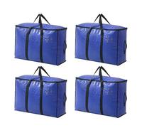 4 Pack Large Storage Bags, 95L Large Moving Bags Heavy Duty Moving with Backpack Straps and Handles for Clothes Moving Travelling Camping Garden Tools Moving Totes (Blue)