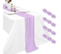 4 Pack Lavender Cheesecloth Table Runner, 17.7 x 108 inch Boho Gauze Table Runner 45x275 cm Rustic Romantic Long Table Runner for Wedding Party Bridal Shower Christmas Decoration