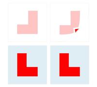 4 Pack Learner L Plate, 2 Pcs Electrostatic Window Self Cling L Plates 2 Pcs Self Adhesive L Sticker No Blow off No Fading Easy to Move without Scratching for New Drivers Internship Newbies Automotive
