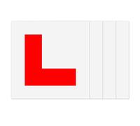 4 Pack Learner L Plate, Self-Adhesive L Plate Stickers for Car Window, Learning Plates for Car Learner Sign UK Learner Drivers (17.8 * 17.8CM) Y5CTLT