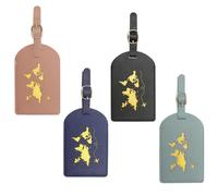 4 Pack Leather Luggage Tags for Suitcases - Luggage Tags with Name ID Card - Cruise & Travel Suitcase Tag for Preventing Loss of Bags and Suitcases