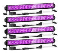 4 Pack LED Black Lights, Blacklight Bars with Plug+Switch+6ft Cord, Light Up 24x24ftx4, IP66 Waterproof Blacklight for Glow Party, Fluorescent Poster, Body Paint, Halloween Decorations, Bedroom, Stage