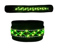 4 Pack LED Light Up Horse Leg Wraps, Adjustable USB Rechargeable High Visibility Leg Straps, Equestrian Safety Gaiters for Night Horse Riding (Green light)