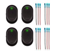 4 Pack LED Lighted Rocker Switches, 20A Waterproof Illuminated ON/OFF Toggle Switch with Wiring for Car Truck RV Motorcycles Marine Boats - Green
