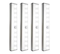 4 Pack LED Motion Sensor Lights, 10 LED Closet Battery Operated Lights, Stick-On Anywhere Magnetic Night Light Bar, Led Safe Light Indoor for Closet Stairs Wardrobe