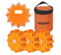 4 Pack LED Road Flares Emergency Lights Roadside Warning Safety Emergency Disc Beacon Flashing Flare Kit for Car Truck Boat with Magnetic Base, Hook Carrying Bag 9 Flash Modes(Batteries Not Included)