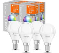 4 Pack Ledvance LED Smart+ Dimmable Drop Bulbs 4.9W E14 RGBW 2700K-6500K WiFi