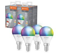 4 Pack Ledvance LED Smart+ Dimmable Drop Bulbs 4.9W E14 RGBW 2700K-6500K WiFi