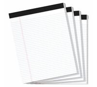 4 Pack Legal Pads 8.5" x 11", Wide Ruled Writing Notepads, 50 Sheets/Pad, Perforated Pages, 200 Sheets Lined Paper for School Office Supplies