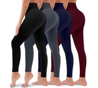 4 Pack Leggings for Women Butt Lift High Waisted Tummy Control No See-Through Yoga Pants Workout Running Clothes, 08-assort14, Small / Medium