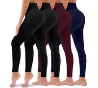 4 Pack Leggings for Women Butt Lift High Waisted Tummy Control No See-Through Yoga Pants Workout Running Leggings, 03-assort03, Large-X-Large