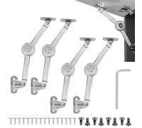 4 Pack Lift Up Door Cabinet Hinges, Heavy Duty Lid Support Hinges Soft Close Lid Stay Hinge with Screws & Hex Key for Kitchen Door Cabinet Cupboard Wardrobe Box, Support Up to 20KG