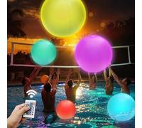 4 Pack Light Up Beach Balls for Kids, 12” LED Glow in The Dark Pool Balls with Remote Control, Inflatable Pool Toys Beach Games Balls for Outdoor Indoor Activities, Swimming Pool Party Decorations