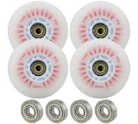 4-Pack Light Up Inline Skate Wheels, 76mm 90A PU Replacement Rollers, Red Flash Metal Engaging Core Luminous with Metal Bearings, Battery Free for Adults Night Skating