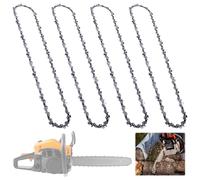 4 Pack Linkage Replacement Chain for 12/14/16 Inch Bar, Chainsaw Chain with 3/8 Pitch 0.05 Gauge Chainsaw Accessories, Carbon Steel Replacement Chains for Forestry Farming & Landscaping