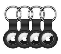 【4 Pack】 Linsaner Compatible with AirTag Case Keychain Air Tag Holder Silicone AirTags Key Ring Cases Tags Chain for Apple AirTag GPS Item Finders Accessories, Black