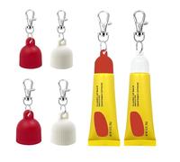 【4-Pack】Lip Balm Cap Holder with Keychain, Portable Replacement Cover Compatible with Carmex Classic Lip Balm 0.35 oz, Leak-Proof Design, Never Lose Your Lip Gloss Again