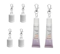 【4-Pack】Lip Balm Cap Holder with Keychain, Portable Replacement Cover Compatible with Glossier 0.5 oz Lip Balm, Leak-Proof Design, Never Lose Your Lip Gloss Again