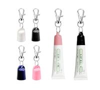 【4-Pack】Lip Balm Cap Holder with Keychain, Portable Replacement Cover Compatible with Mario Badescu 0.35oz Lip Balm, Leak-Proof Design, Never Lose Your Lip Gloss Again