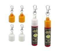 【4-Pack】Lip Balm Cap Holder with Keychain, Portable Replacement Cover Compatible with Sun Bum SPF 30 Sunscreen Lip Balm 0.15oz, Leak-Proof Design, Never Lose Your Lip Gloss Again