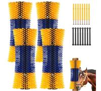 4 Pack Livestock Scratch Brush with Screws, Horse Scratching Post Goat Scratcher Brushes, Full Massage Grooming Brush for Cow, Cattle, Sheep, Pig Back Itching Relieve, 17.1 x 7.2 Inch
