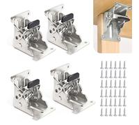 4 Pack Locking Hinge for Folding Leg Brackets,Heavy Duty Folding Brackets 90 Degree Self Locking Folding Hinge for Table Legs Furniture（Silver）
