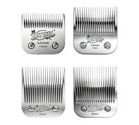 4 Pack Long Cut Pet Grooming Clipper Blades with Ceramic Cutters, Sizes 4FC, 3-3/4FC, 5/8HT & 3/4HT, Silver, Compatible with Andis, Oster A5, Wahl KM10 A5 Style Dog Clippers