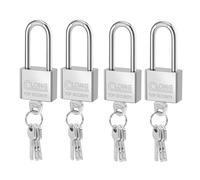 4 Pack Long Shackle Heavy Duty Padlocks, 30MM Padlock with Keys Heavy Duty Keyed Padlocks Long Neck Padlock for Garden Shed, Garage, Fence, Storage Units, Indoor/Outdoor Use
