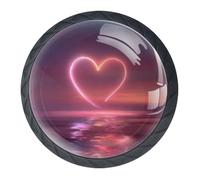 4 Pack Love at Sea Door Knobs, 35mm Round Black Drawer Knobs for Kitchen Door Cabinet Pulls Kitchen Cupboard Furniture, with 2 Sizes Screws