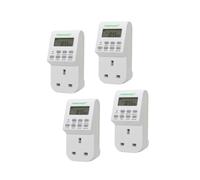 (4 Pack) Lowenergie 7 Day Programmable Digital Plug-in Electronic Timer Socket 12-24 Hour