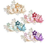 4 Pack Luxury Glitter Sparkly Jeweled Gems Crystals Rhinestones Retro Vintage Butterfly Metal French Barrettes Hair Clips Pins Headpieces Accessories for Women Girls (4PCS S1)