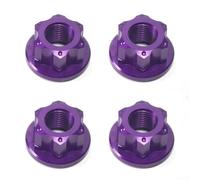 4 Pack M10 Axle Nuts For Fixed Gear, MTB, Folding And Climbing Bike Hubs, 7075 Aluminium Alloy Non Quick Release Bolts (purple)