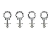 4 Pack M6 Stainless Steel Ring Eye Bolt with Nuts and Washer, 1/4" x 1 inch Lifting Eyebolt for Swing Board Tire Tyre, Screw Bolt Anchoring kit for Tie Down Straps