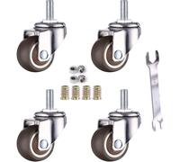 4 Pack M6 X 15mm Furniture Swivel Caster Wheels With 32mm Thread Tpe Soft Rubber 32mm Thread