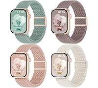 4 Pack Magnetic Braided Solo Loop Compatible with Apple Watch Band 38mm 40mm 41mm 42mm 44mm 45mm 46mm 49mm Women Men, Stretchy Nylon Sport Elastic Strap for iWatch Series 10/9/8/SE/7/6/5/4/3/2/1 Ultra