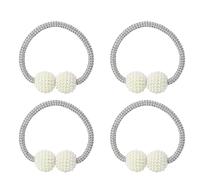 4 Pack Magnetic Curtain Tie Backs - 19" Elegant Pearl Ball Curtain Holdbacks, Decorative European Rope Clips for Home, Office, Hotel Windows, Green