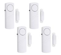 4 Pack Magnetic Door Window Alarm 90dB Wireless Security Alarm Sensor Battery Operated Burglar Sensor Warnning Detector for Home Office School Garage Shed Shop Hotel Entry Vibration Alert System